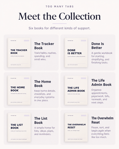 The Everyday Workbook Collection | 6 ADHD-Friendly Journals & Self-Help Workbooks | Too Many Tabs