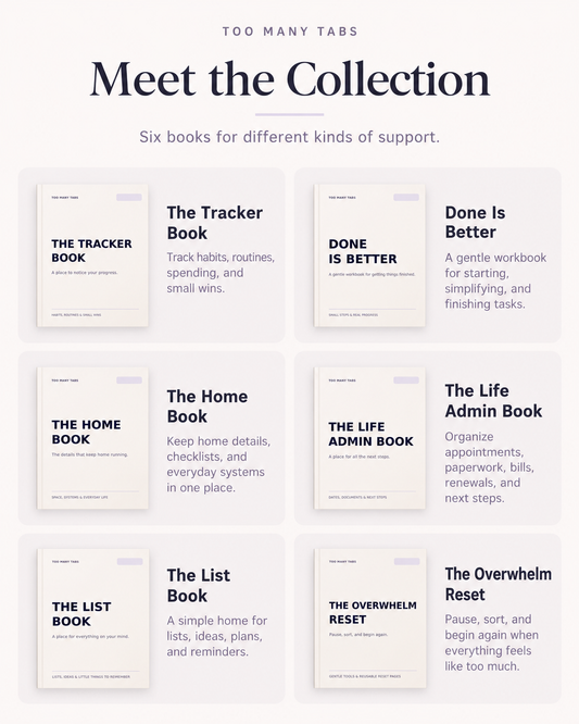 The Everyday Workbook Collection | 6 ADHD-Friendly Journals & Self-Help Workbooks | Too Many Tabs